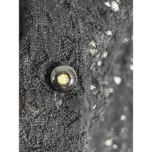 Sag Harbor Top Women M Black Floral Lace Mesh Sheer Neutral Minimalist Preppy - Picture 7 of 11